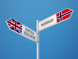 Norway United Kingdom  Sign Flags Concept