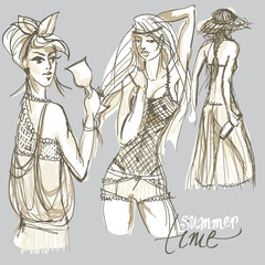 SUMMER TIME / Sketch of trendy girls