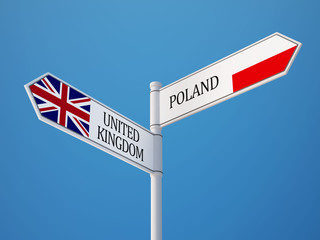 Poland United Kingdom  Sign Flags Concept