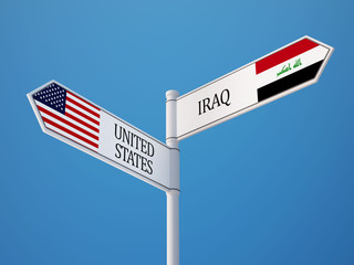 United States Iraq  Sign Flags Concept
