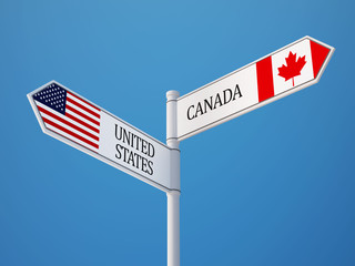 United States Canada  Sign Flags Concept
