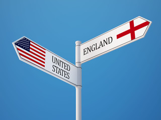 United States England  Sign Flags Concept