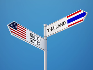 Thailand United States  Sign Flags Concept