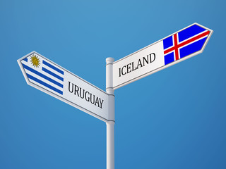Iceland Uruguay  Sign Flags Concept