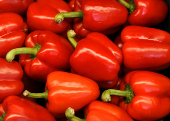Red peppers. Organic food production