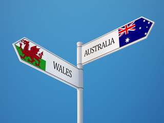 Wales Australia  Sign Flags Concept