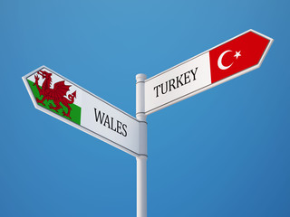 Wales Turkey  Sign Flags Concept