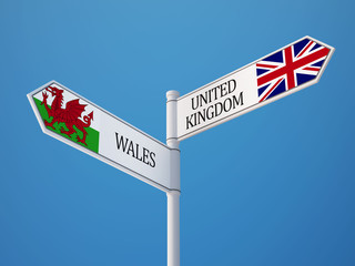 Wales United Kingdom  Sign Flags Concept