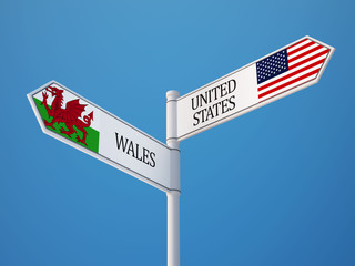 Wales United States  Sign Flags Concept