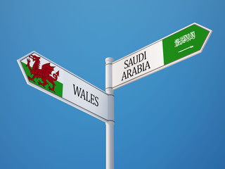 Fototapeta premium Saudi Arabia Wales Sign Flags Concept