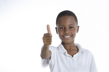 Happy african boy thumb up