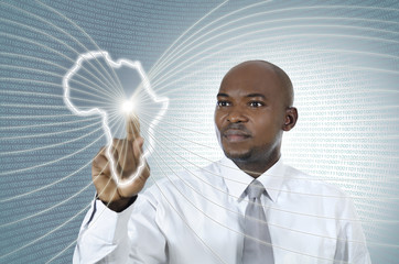 African business man working in virtual environment - 66670934