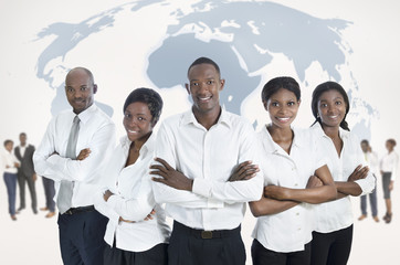 African business team with world map - 66670990
