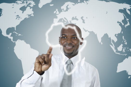African business man working in virtual environment