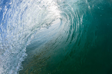 Inside Hollow Wave Crashing Tube Surfing