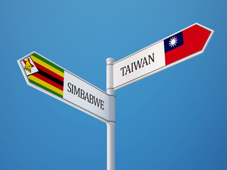 Zimbabwe Taiwan  Sign Flags Concept