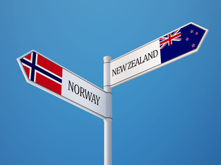 Norway New Zealand  Sign Flags Concept
