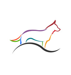 Dog color styled silhouette image. Concept of animal pet