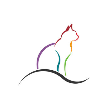 Cat color styled silhouette image. Concept of animal pet,