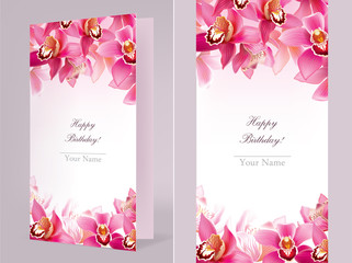 Stylish birthday card with orchid © pinkcoala
