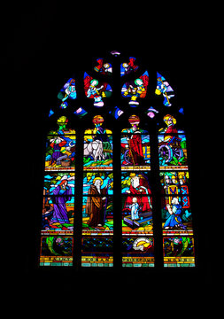 Vitrail de l'&eacute;glise st Ronan et chapelle &agrave; Locronan, Finist&egrave;re