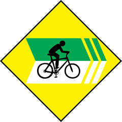 Turn Right Bicycle Sign Label