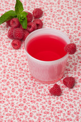 Fresh Raspberry Juice And Raspberries