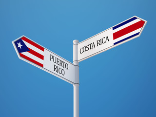 Puerto Rico Costa Rica.  Sign Flags Concept