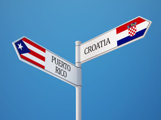 Puerto Rico Croatia.  Sign Flags Concept