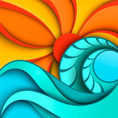 Sun over the sea. Summer vacation design © megapixelina