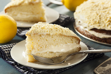 Homemade Lemon Cake with Cream Frosting