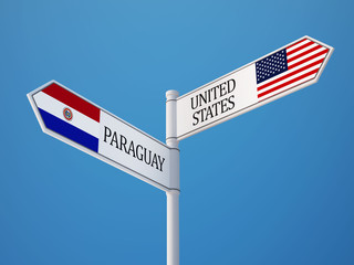Paraguay United States  Sign Flags Concept