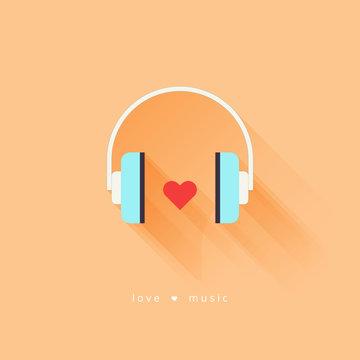 Headphone with heart. Love music.