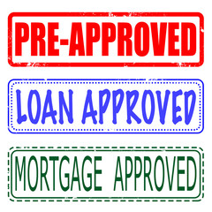 mortgage , loan , pre-approved set stamp