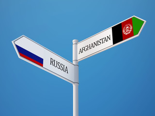 Afghanistan. Russia  Sign Flags Concept