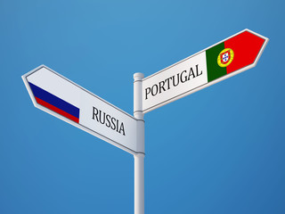 Russia Portugal  Sign Flags Concept
