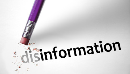 Eraser changing the word disinformation for information