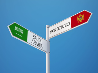 Saudi Arabia Montenegro.   Sign Flags Concept