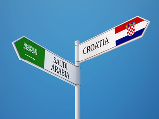 Saudi Arabia Croatia.  Sign Flags Concept