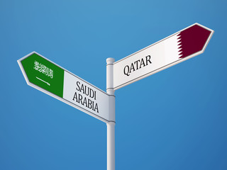 Saudi Arabia Qatar  Sign Flags Concept