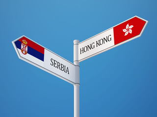 South Africa Hong Kong  Sign Flags Concept