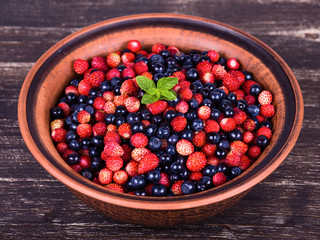 Strawberries and blueberries, wild berry