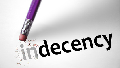 Eraser changing the word Indecency for Decency