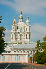 Fototapeta na wymiar Smolny Cathedral in St Petersburg