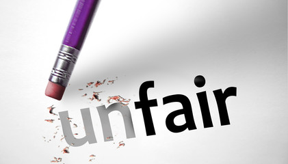 Eraser changing the word unfair for fair