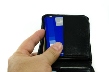 hand with wallet and credit card