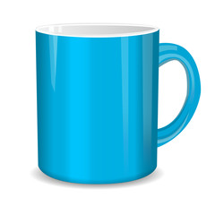 Realistic blue cup. Vector illustration