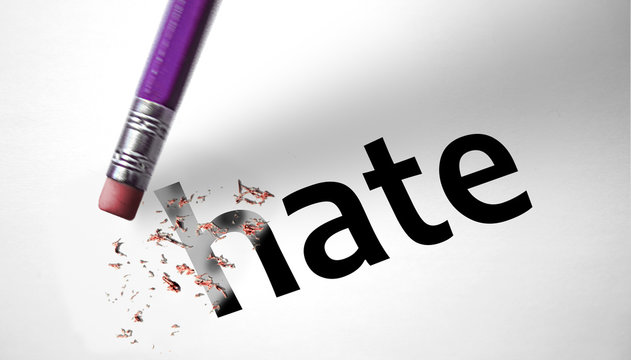 Eraser deleting the word Hate