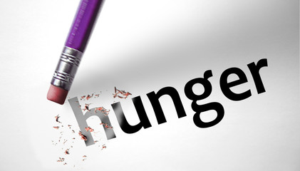Eraser deleting the word Hunger - 66681545