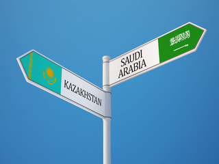 Fototapeta premium Kazakhstan Saudi Arabia Sign Flags Concept